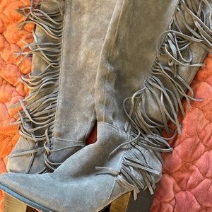 Real leather Fringe Steve Madden gray boots 7.5
